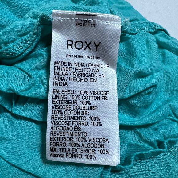 Roxy V-Neck Ruffle Trim Mini Dress Size X-Small Wide Sleeve Beach Boho Colorful - Picture 8 of 10